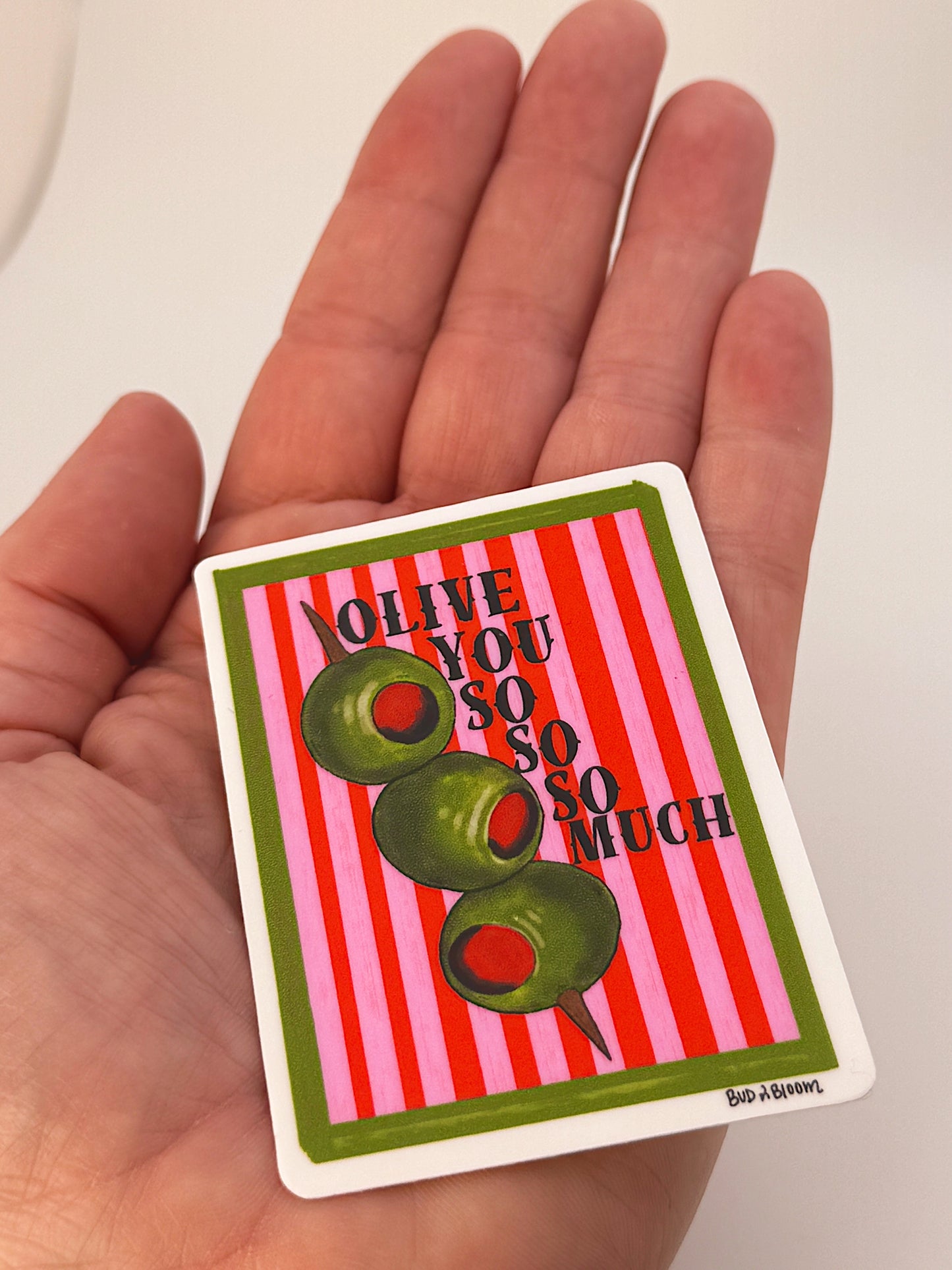 Olive You So Much Sticker – Martini Olive Love Pun Vinyl Sticker