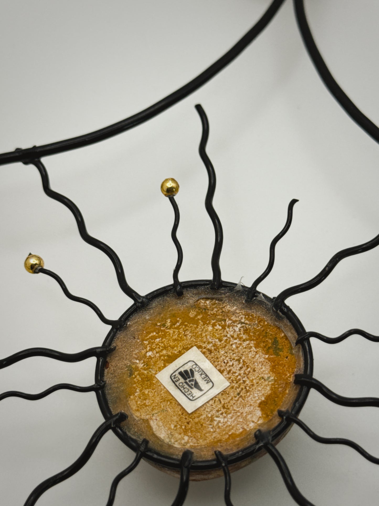 Vintage 90s Wrought Iron Sun Candelabra – 11” Celestial Candle Holder