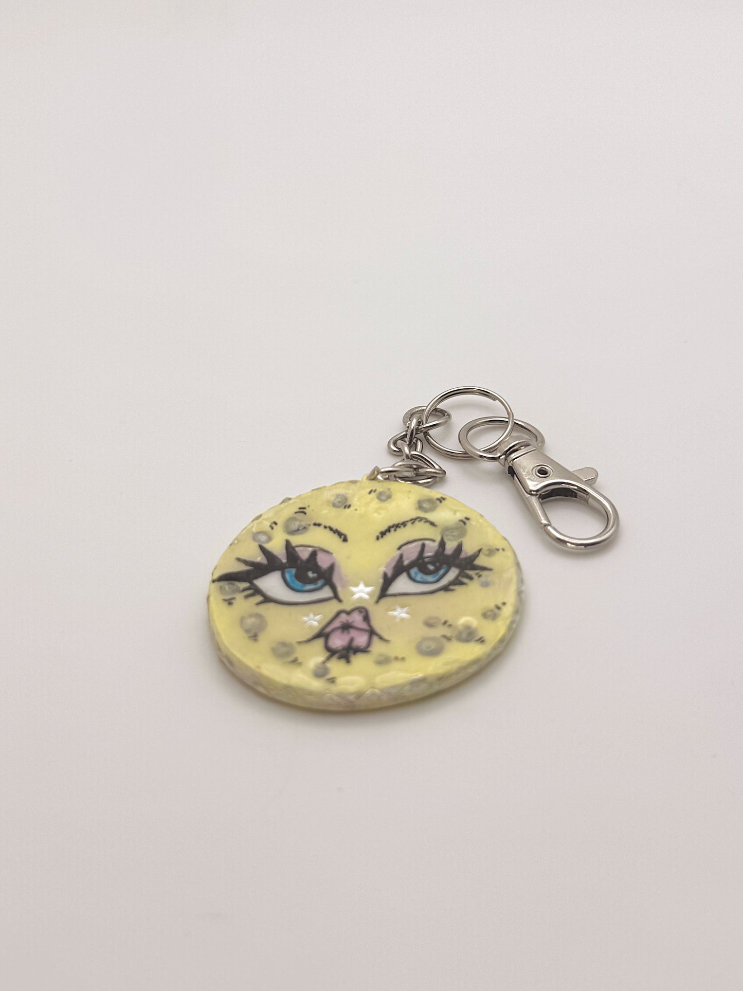 Mini Moon Keychain in – Cute Hand-Made Clay Charm