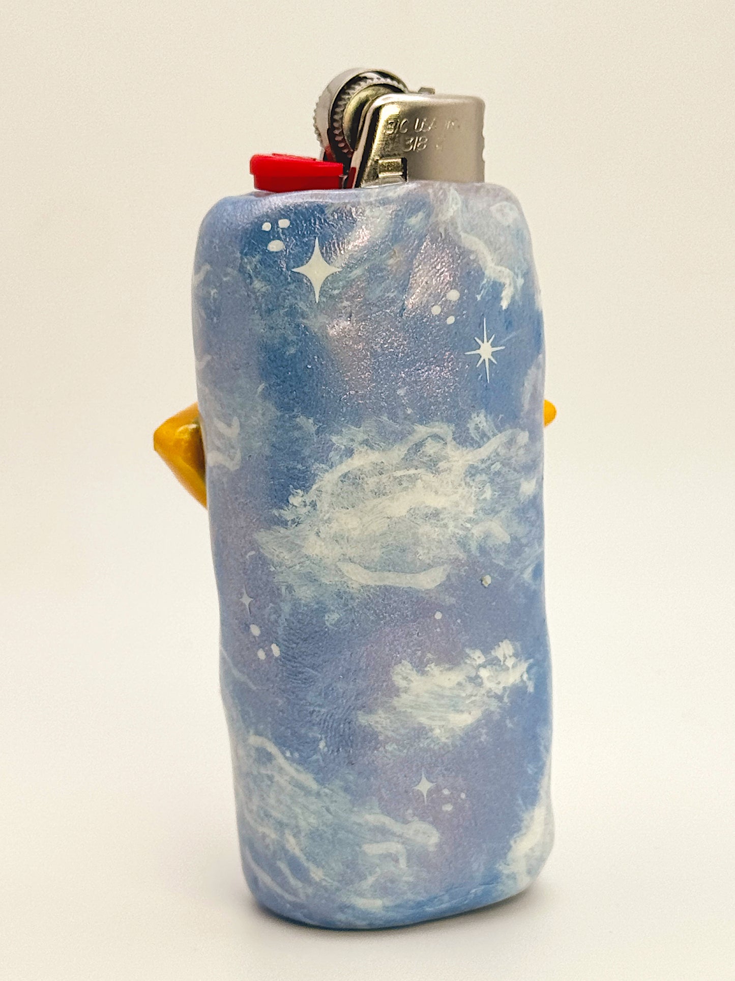 Celestial Star Lighter Case – Hand-Painted Blue Sky Design