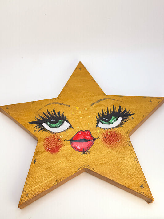 Celestial Star Babe – Hand-Painted 10” Wall Art