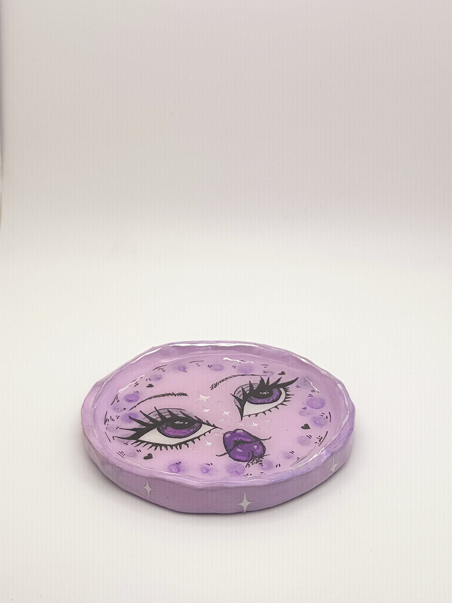 Lavender Moon Trinket Dish — 4 Inch Hand-Painted Polymer Clay