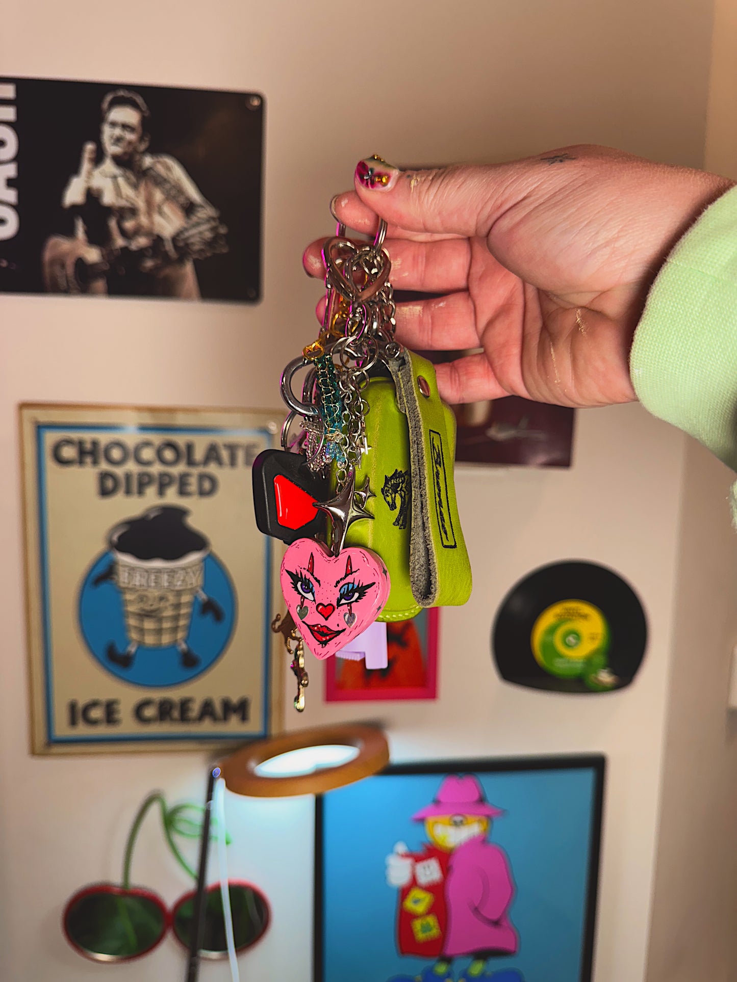 Clown Heart Keychain – Hand-Sculpted Polymer Clay Charm