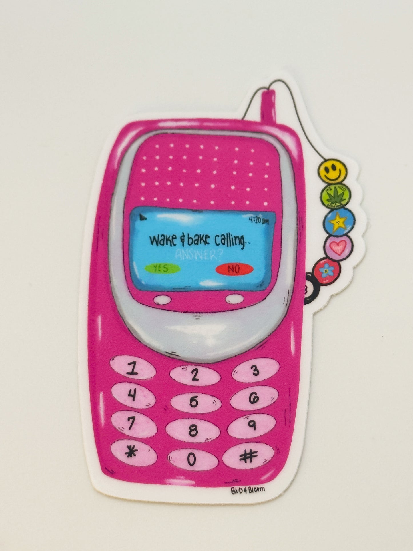 Wake & Bake Calling Sticker | 90s Cell Phone Vinyl Sticker