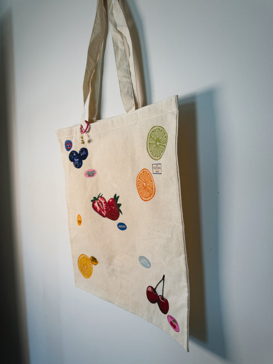 Fresh Fruit Hand-Pressed Tote Bag | 15x16 Natural Cotton — Luxe