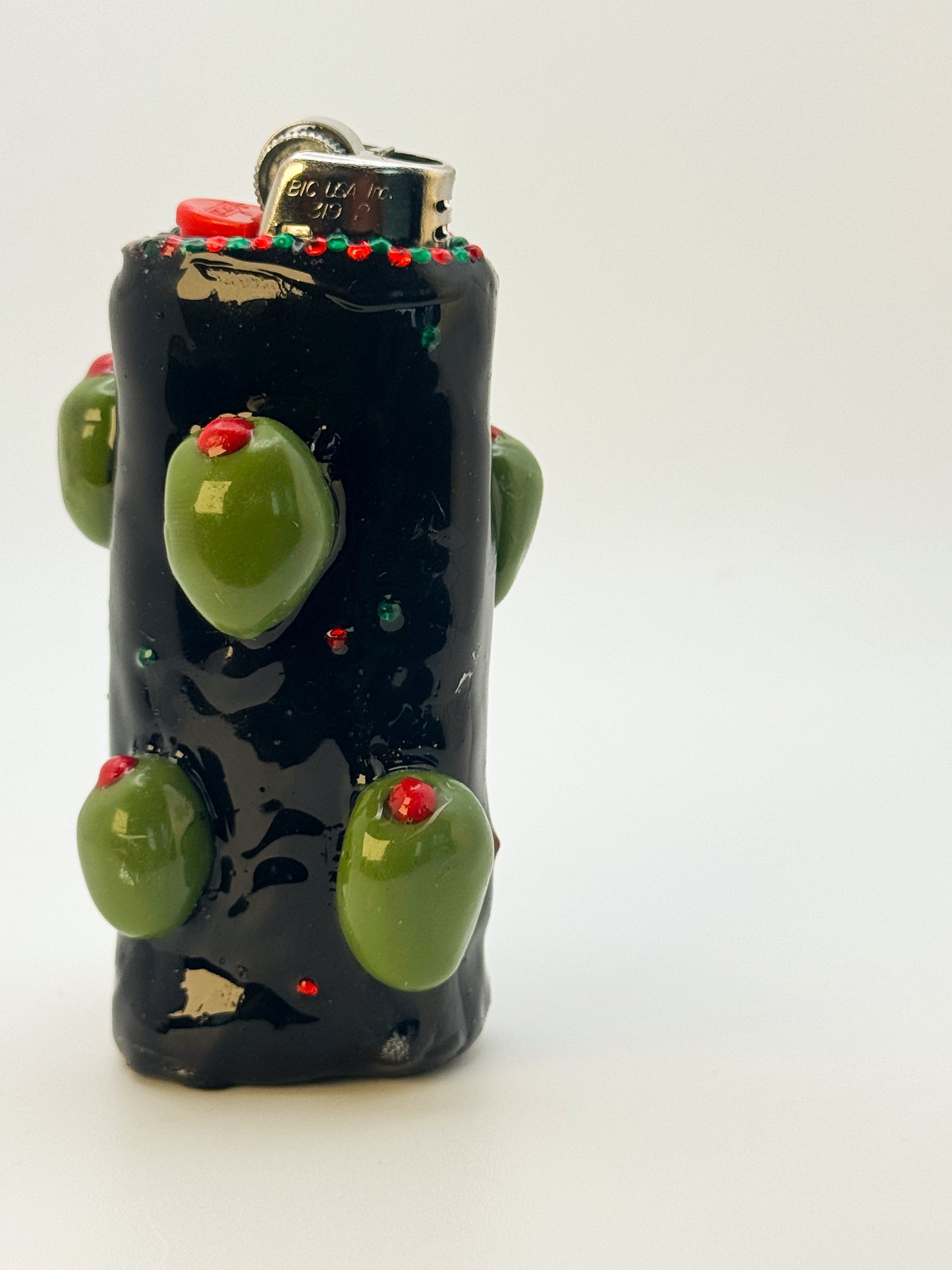 Olive Lighter Case| Fits Standard Bic | Handmade Polymer Clay Art