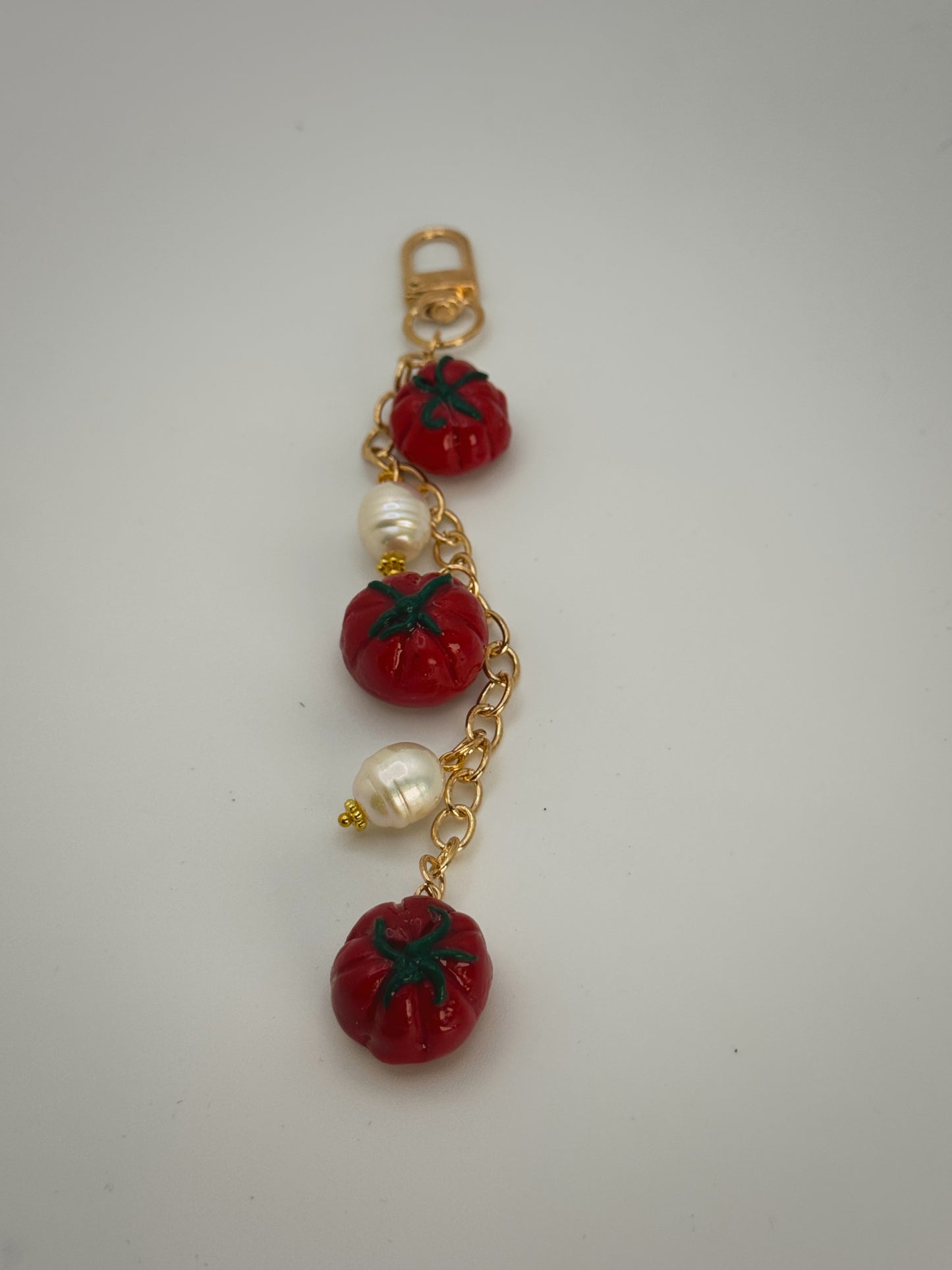 Tomato Keychain – Handmade Polymer Clay Bag Charm