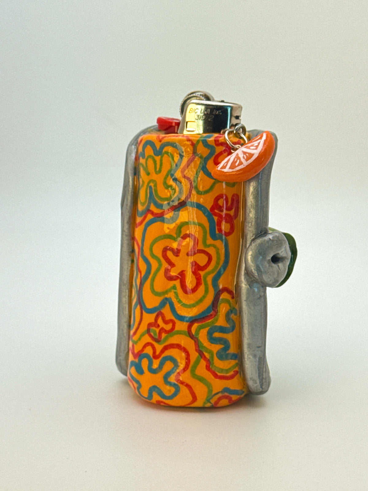 Smoked Sardines Tin Case with charm| Fits Standard Bic | Handmade Polymer Clay Art