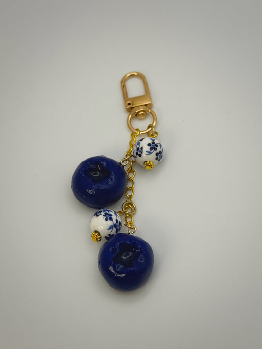 Blueberries Bag Charm | Handmade Polymer Clay Key Chain