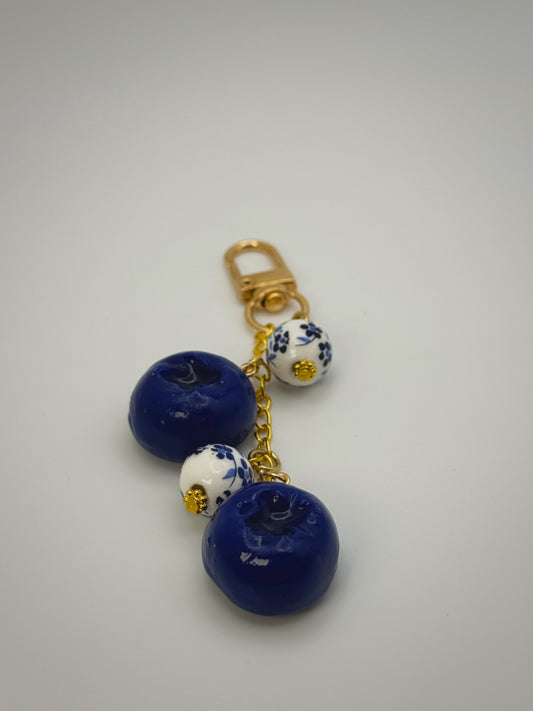 Blueberries Bag Charm | Handmade Polymer Clay Key Chain