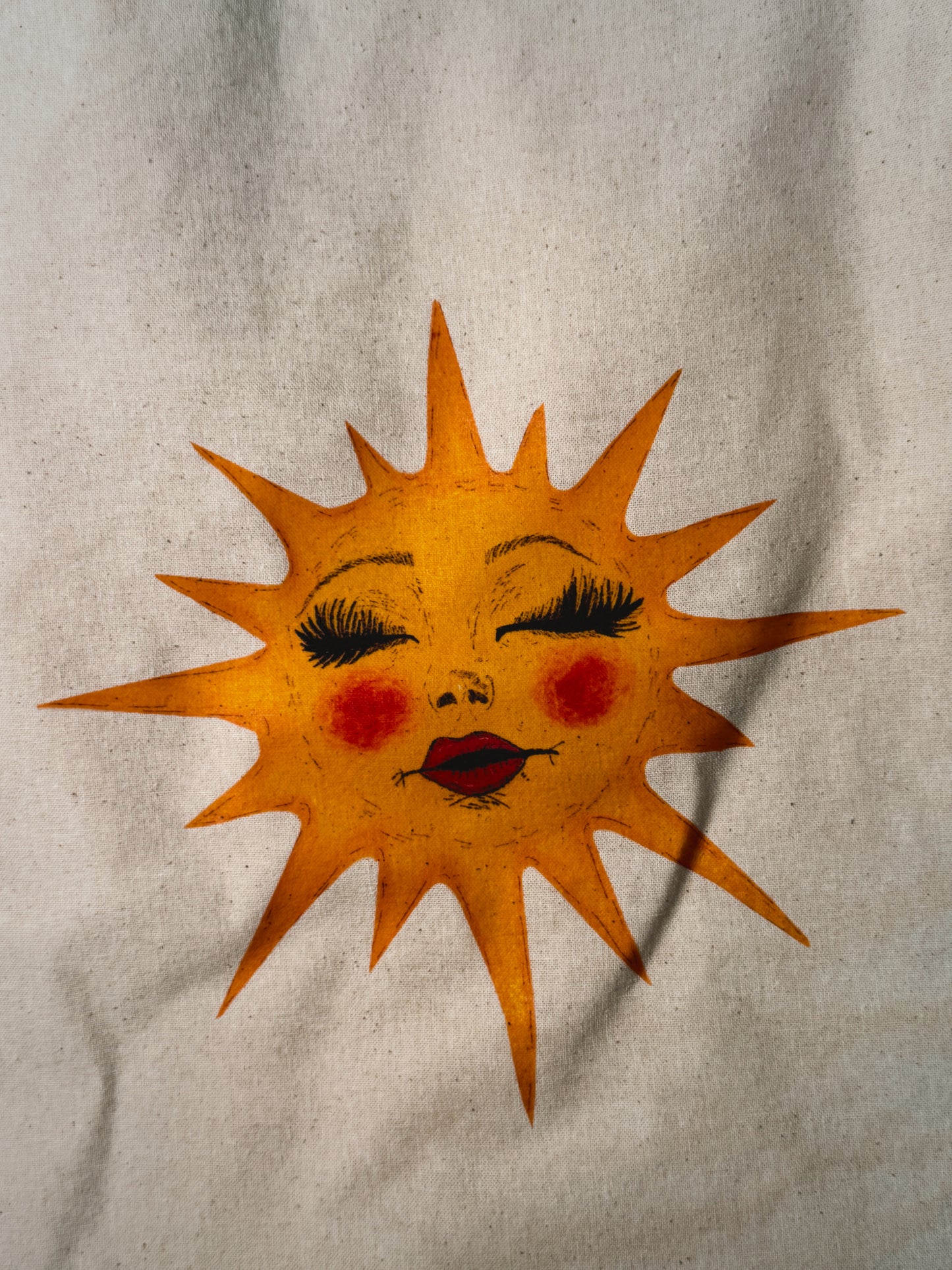 Miss Sunny Hand-Pressed Tote Bag | 15x16 Natural Cotton — Luxe