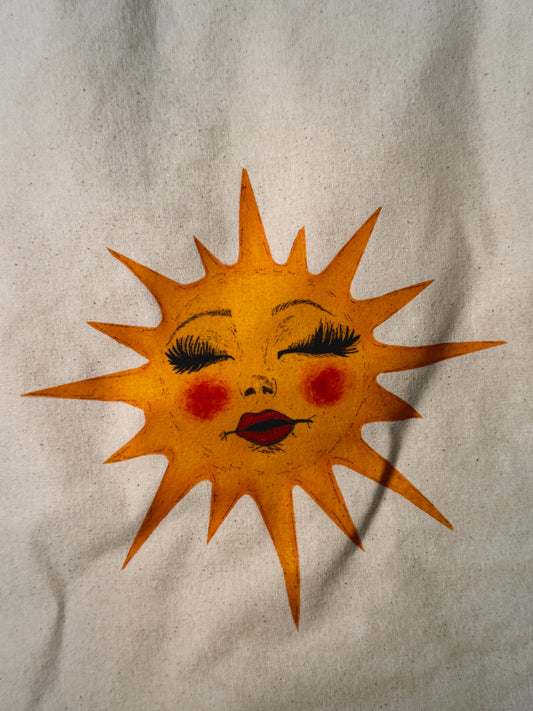 Miss Sunny Hand-Pressed Tote Bag | 15x16 Natural Cotton — Luxe