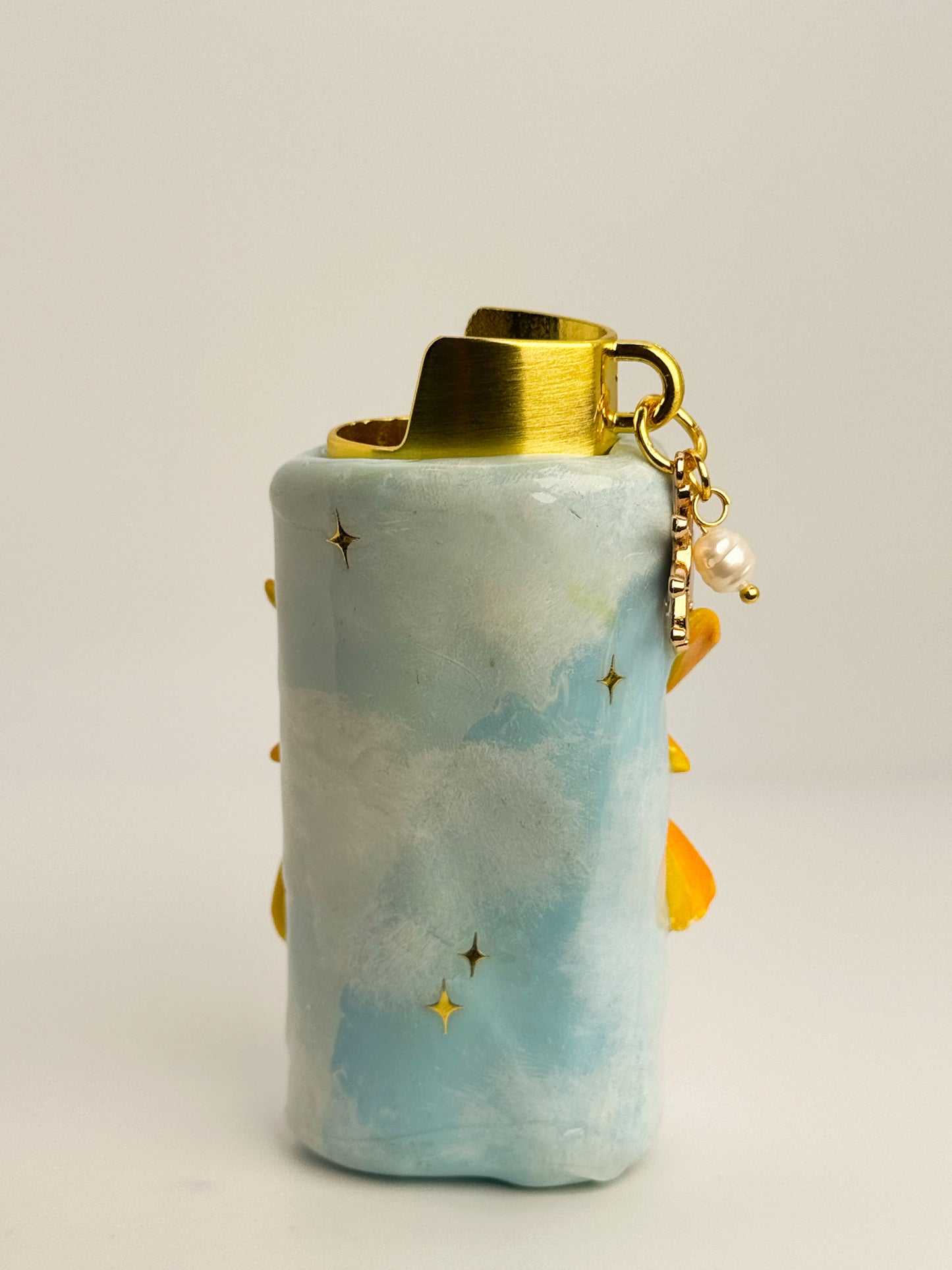 Miss Sunny Lighter Case w/ Charm | Fits Standard Bic | Handmade Polymer Clay Art