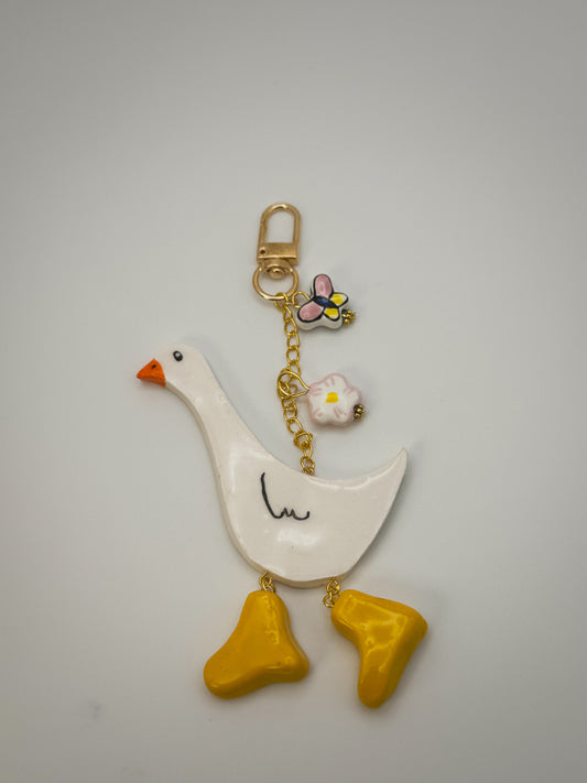 Silly Goose Charm | Handmade Polymer Clay Key Chain