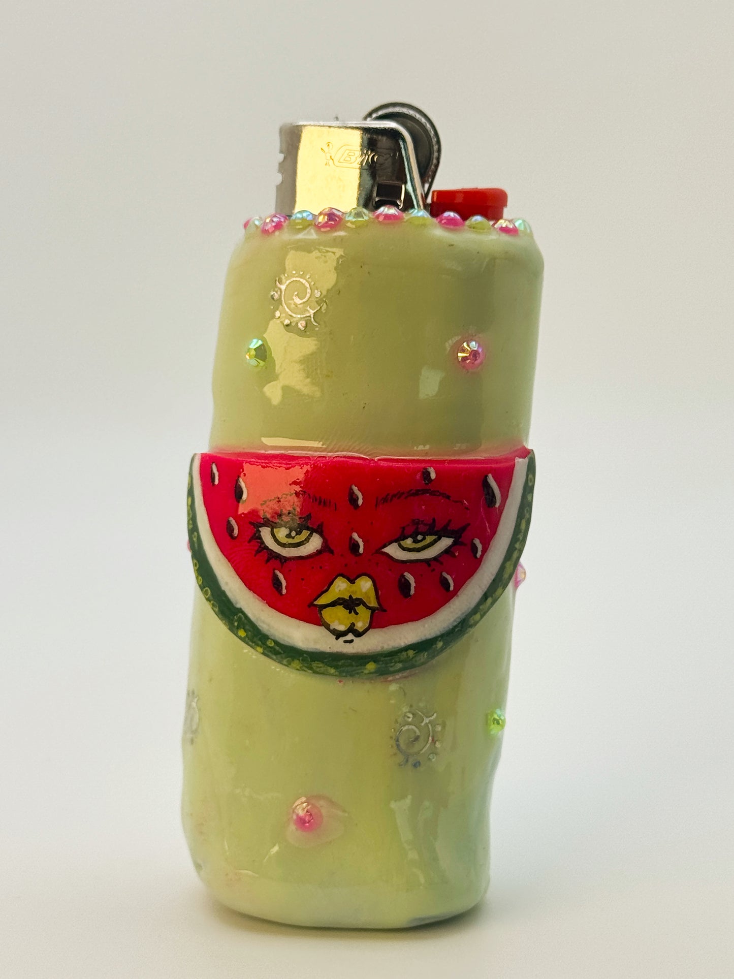 Sassy Watermelon Lighter Case| Fits Standard Bic | Handmade Polymer Clay Art
