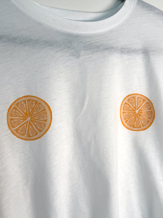 Squeeze These Cropped Tee | Graphic Crop Top (ORANGE SLICE)