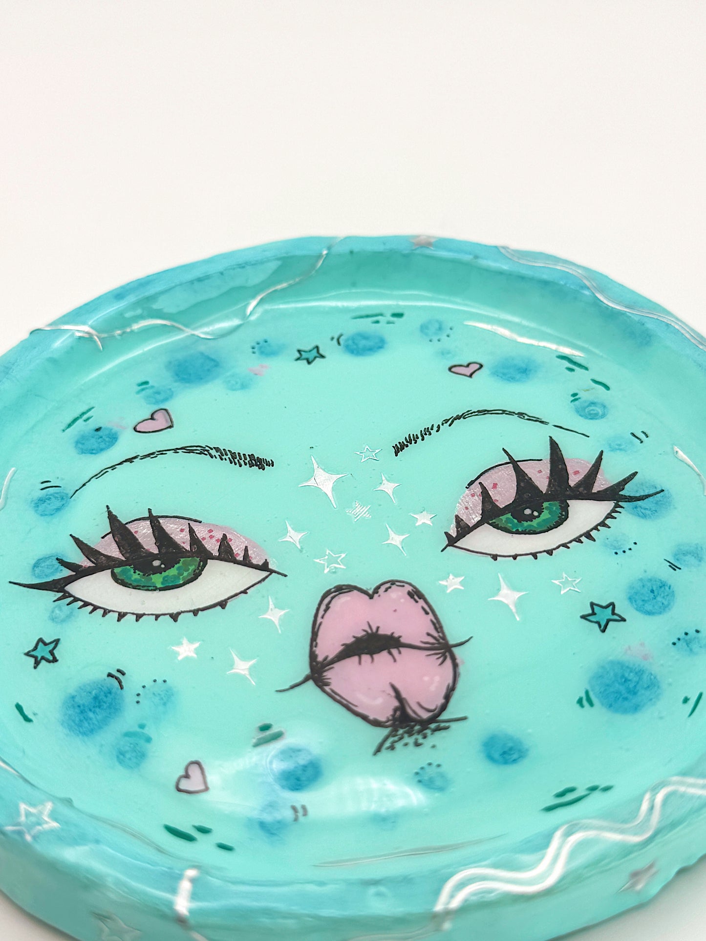 Aqua Daydream Moon – 5 inch Trinket Dish