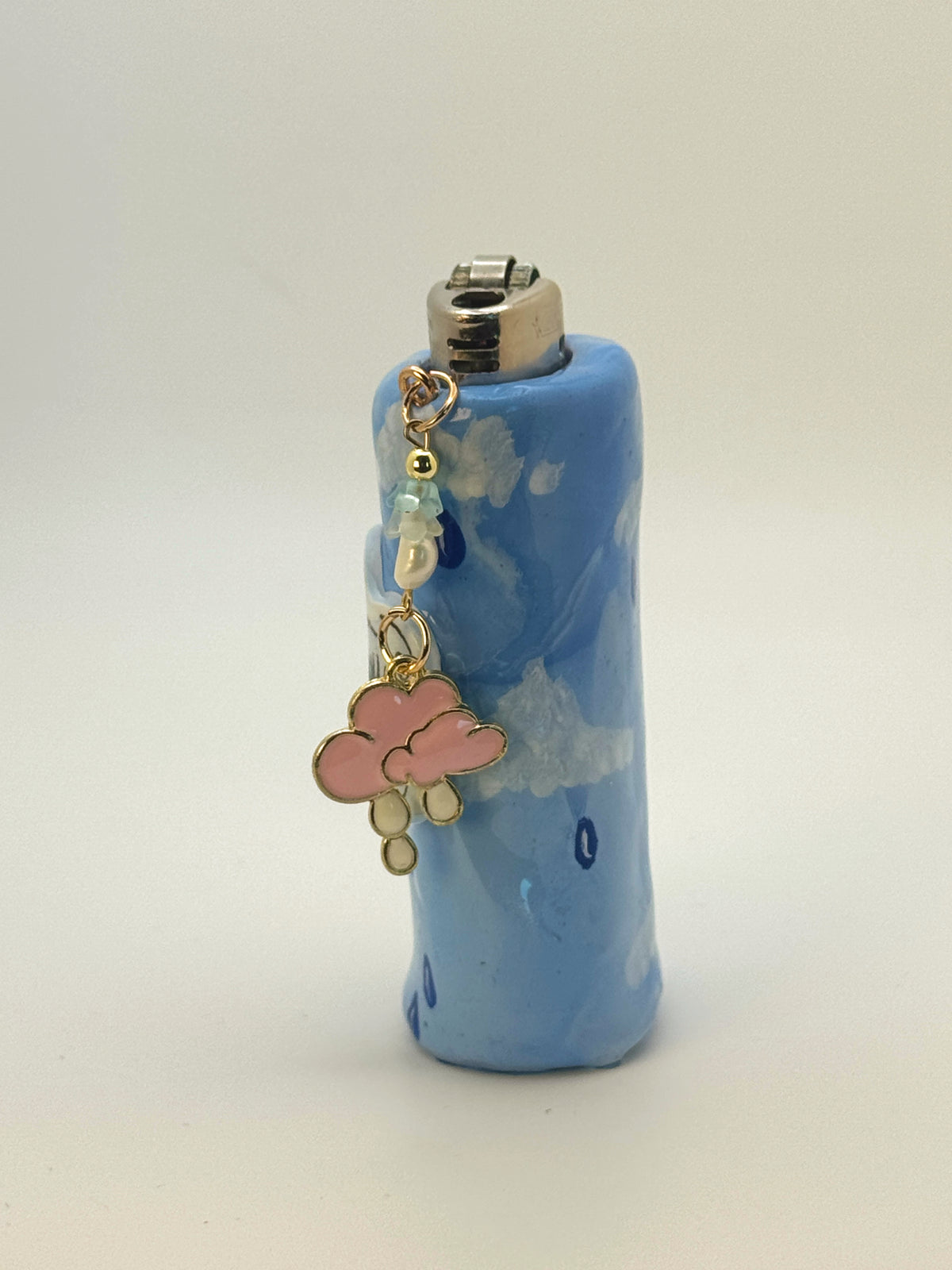Crying Cloud Case with charm| Fits Standard Bic | Handmade Polymer Clay Art