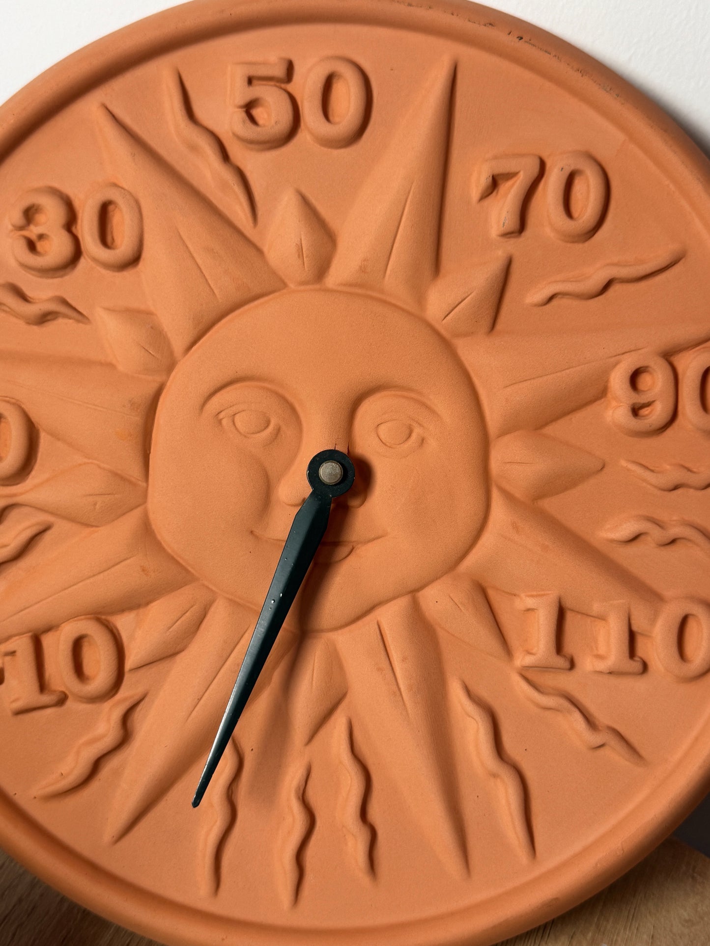 Vintage Natural Wonders Celestial Sun Wall Thermometer – Terracotta Style – Working