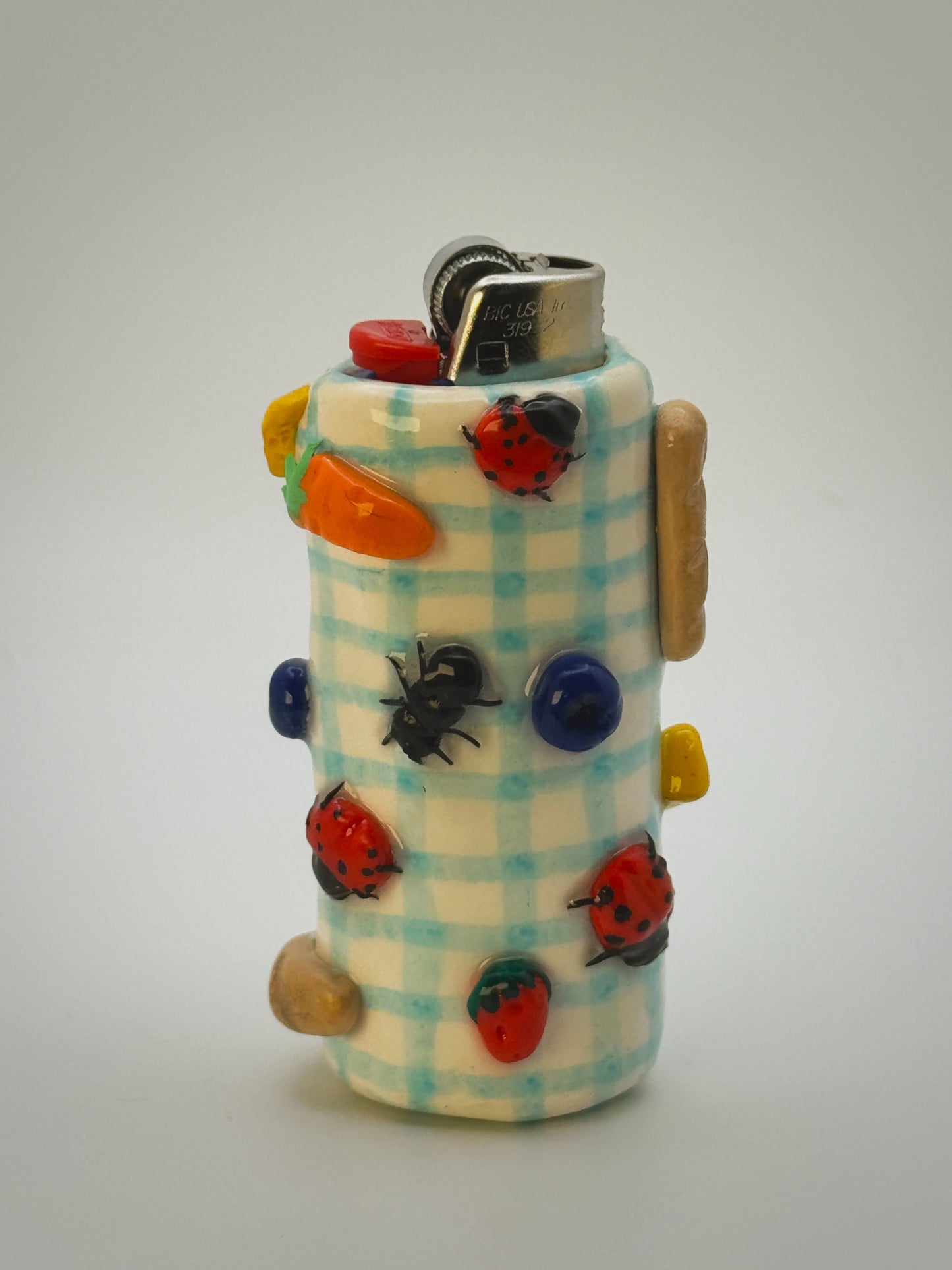 Picnic Lighter Case| Fits Standard Bic | Handmade Polymer Clay Art