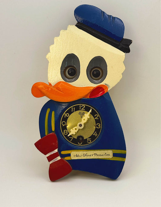 Vintage Disney Donald Duck Wind-Up Wall Clock Japan Moving Eyes No Pendulum