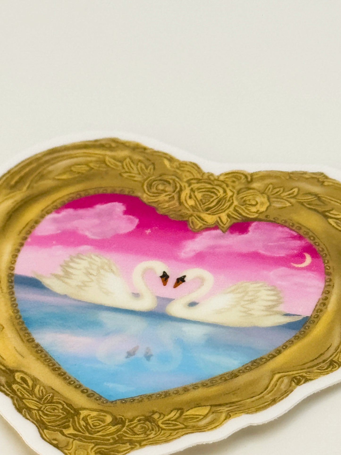 Vintage Frame Swan Painting Sticker | Swan Vinyl Sticker