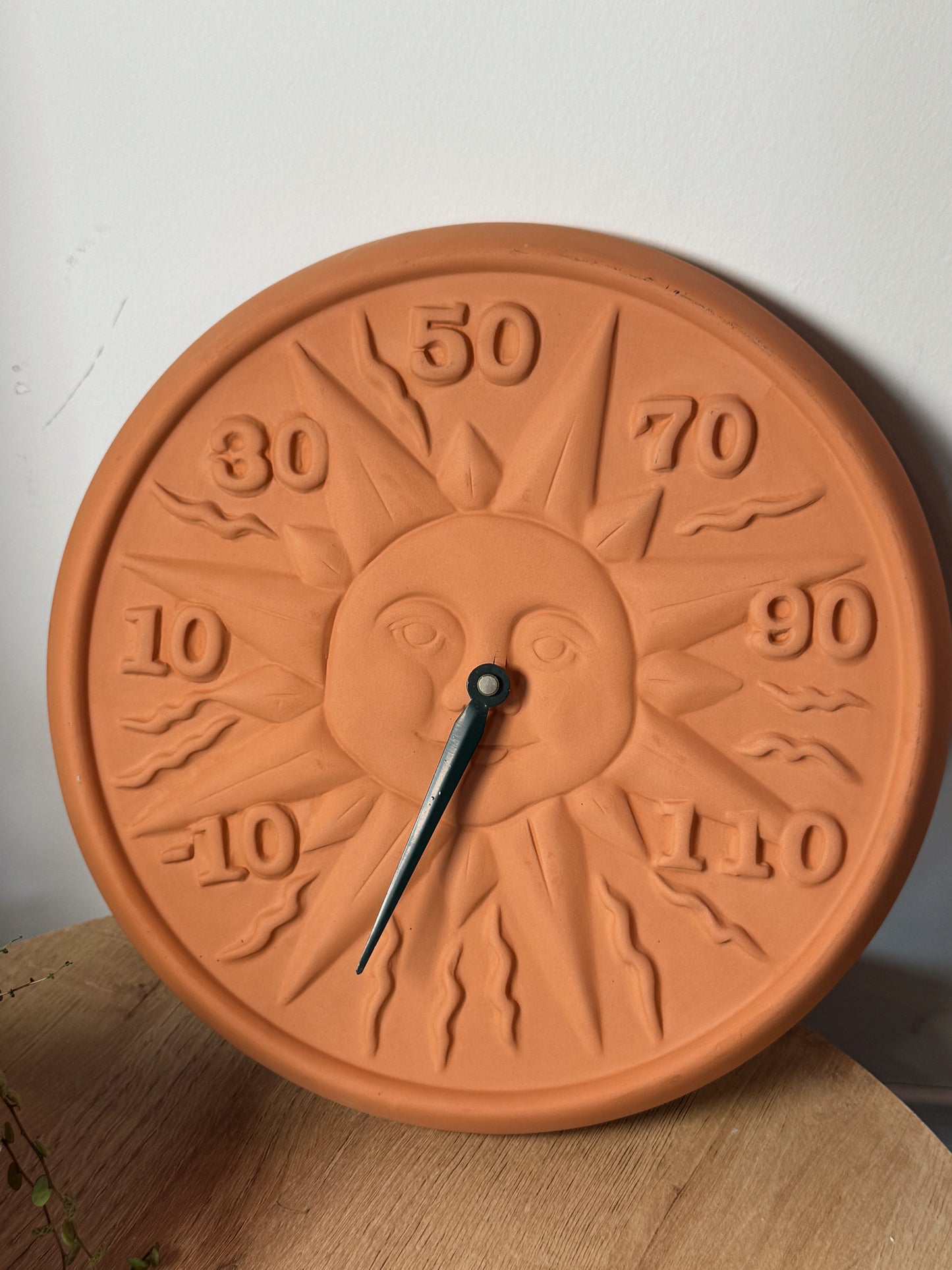 Vintage Natural Wonders Celestial Sun Wall Thermometer – Terracotta Style – Working
