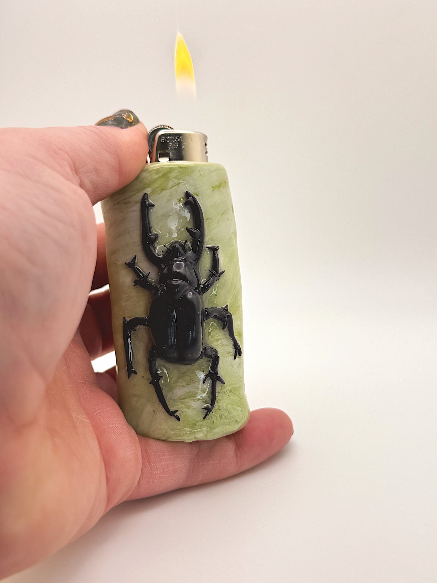 Beetle Lighter Case – Hand-Sculpted Polymer Clay Functional Art