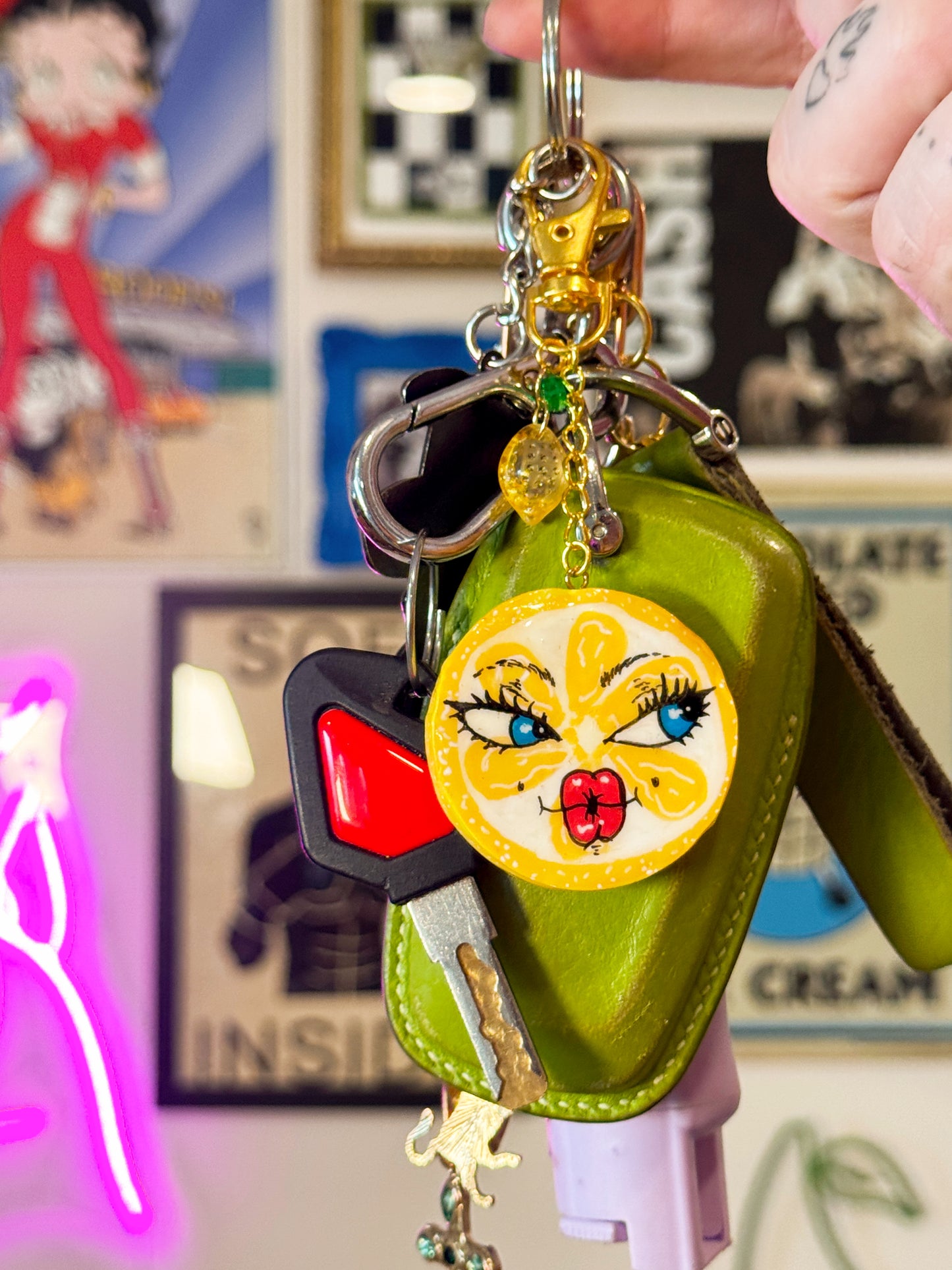 Sassy Lemon Keychain – Handmade Polymer Clay Bag Charm