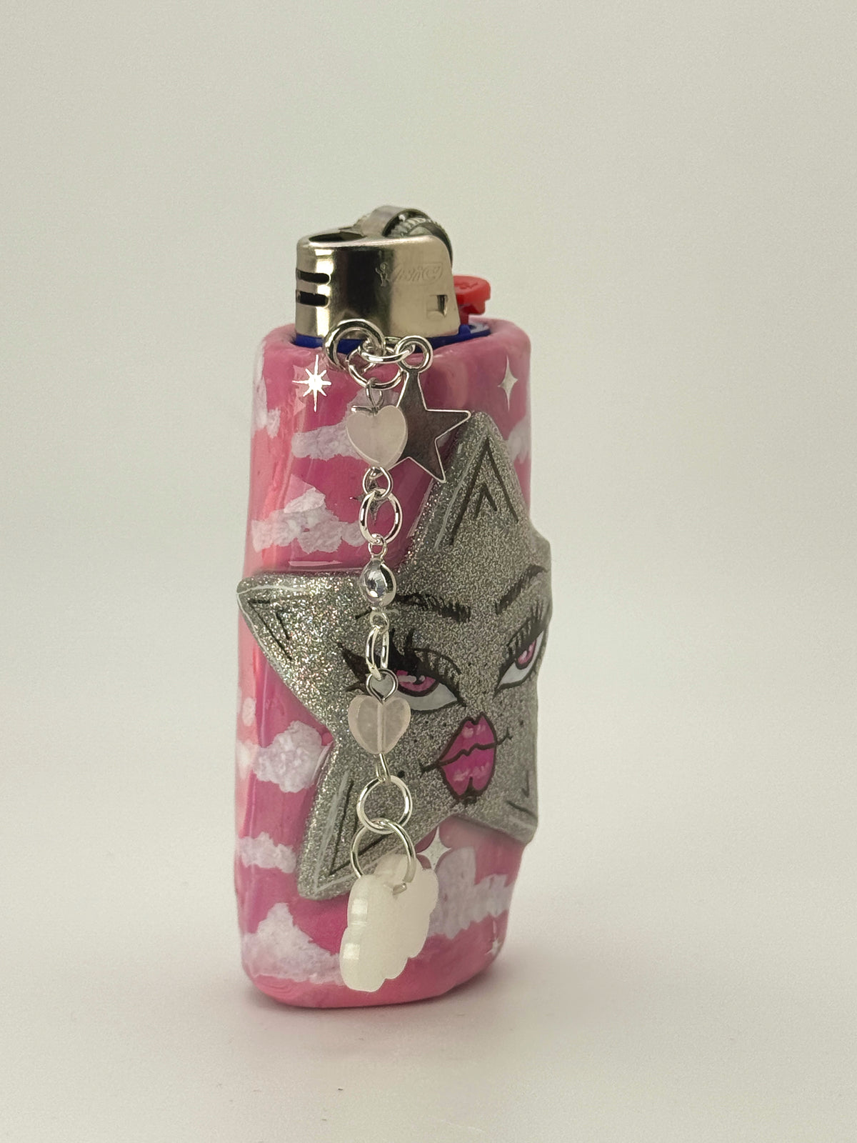 Sweet Dreams Star Lighter Case with charm| Fits Standard Bic | Handmade Polymer Clay Art