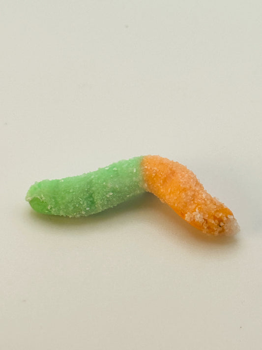 Orange & Green Sour Gummy Worm — Handmade Polymer Clay Fridge Magnets