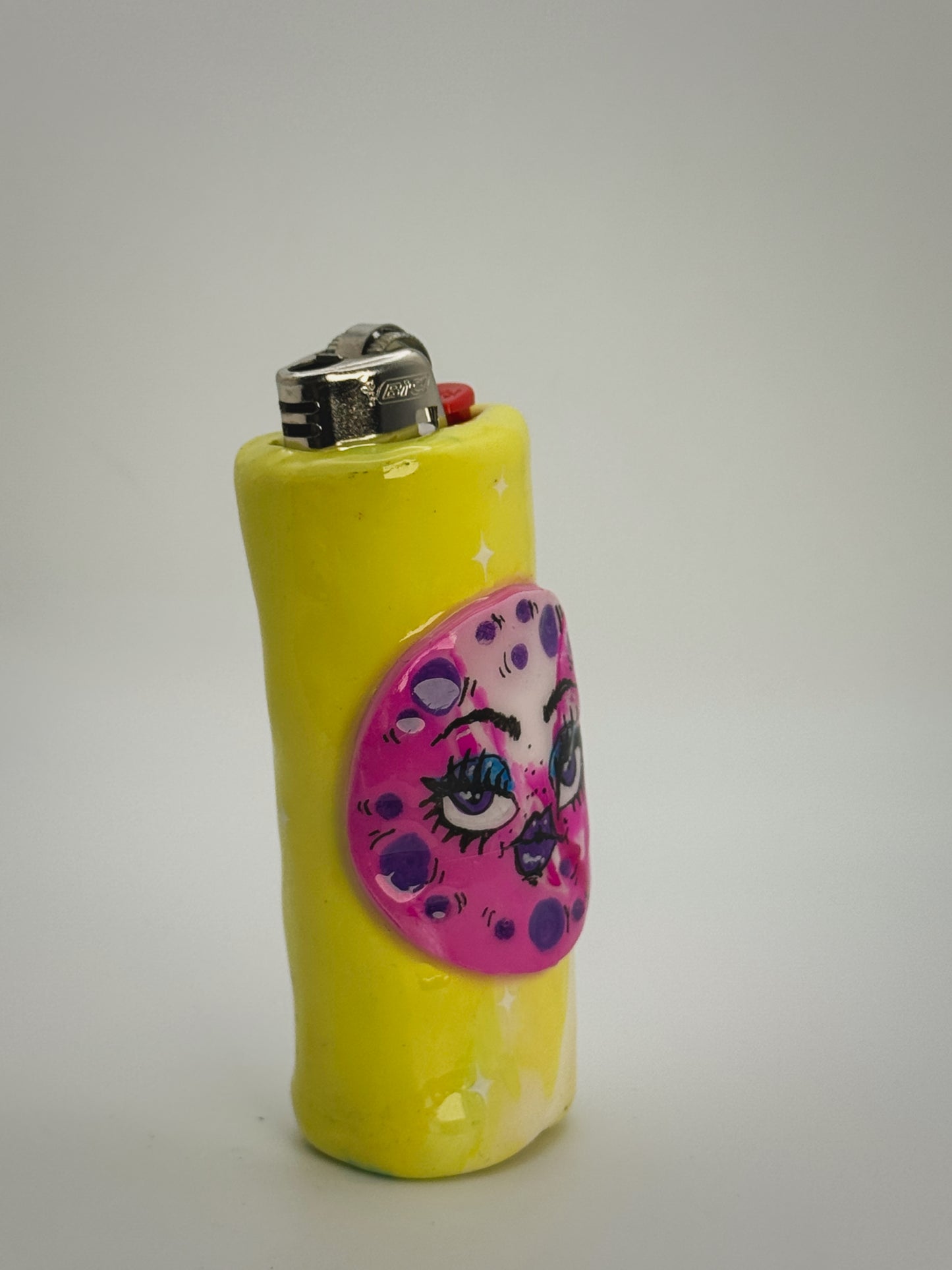 Funky Lil Moon Lighter Case| Fits Standard Bic | Handmade Polymer Clay Art