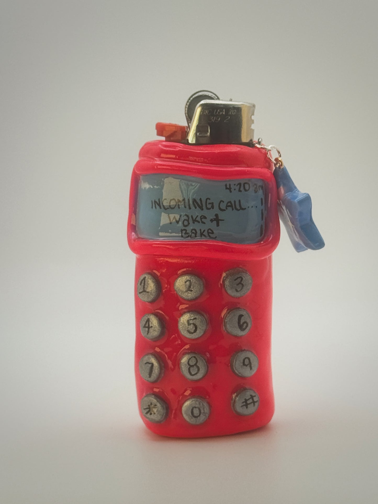 Y2K Cell Phone Lighter Case with charm| Fits Standard Bic | Handmade Polymer Clay Art