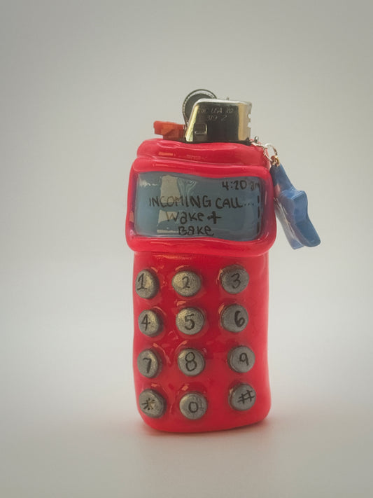 Y2K Cell Phone Lighter Case with charm| Fits Standard Bic | Handmade Polymer Clay Art