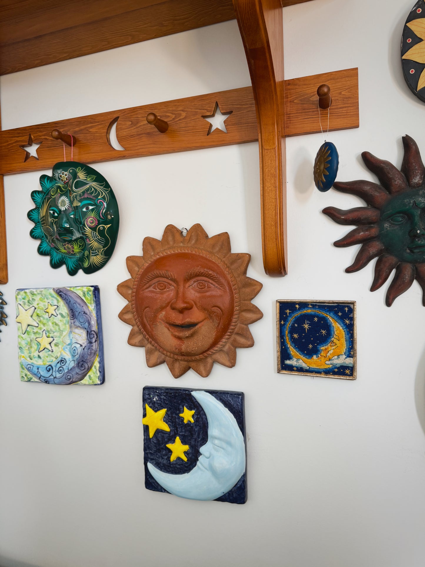 Vintage 12” Terracotta Sun Face – Heavy Mexican Folk Art Wall Hanging