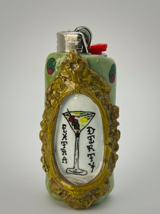 Vintage Frame Extra Dirty Martini Lighter Case| Fits Standard Bic | Handmade Polymer Clay Art