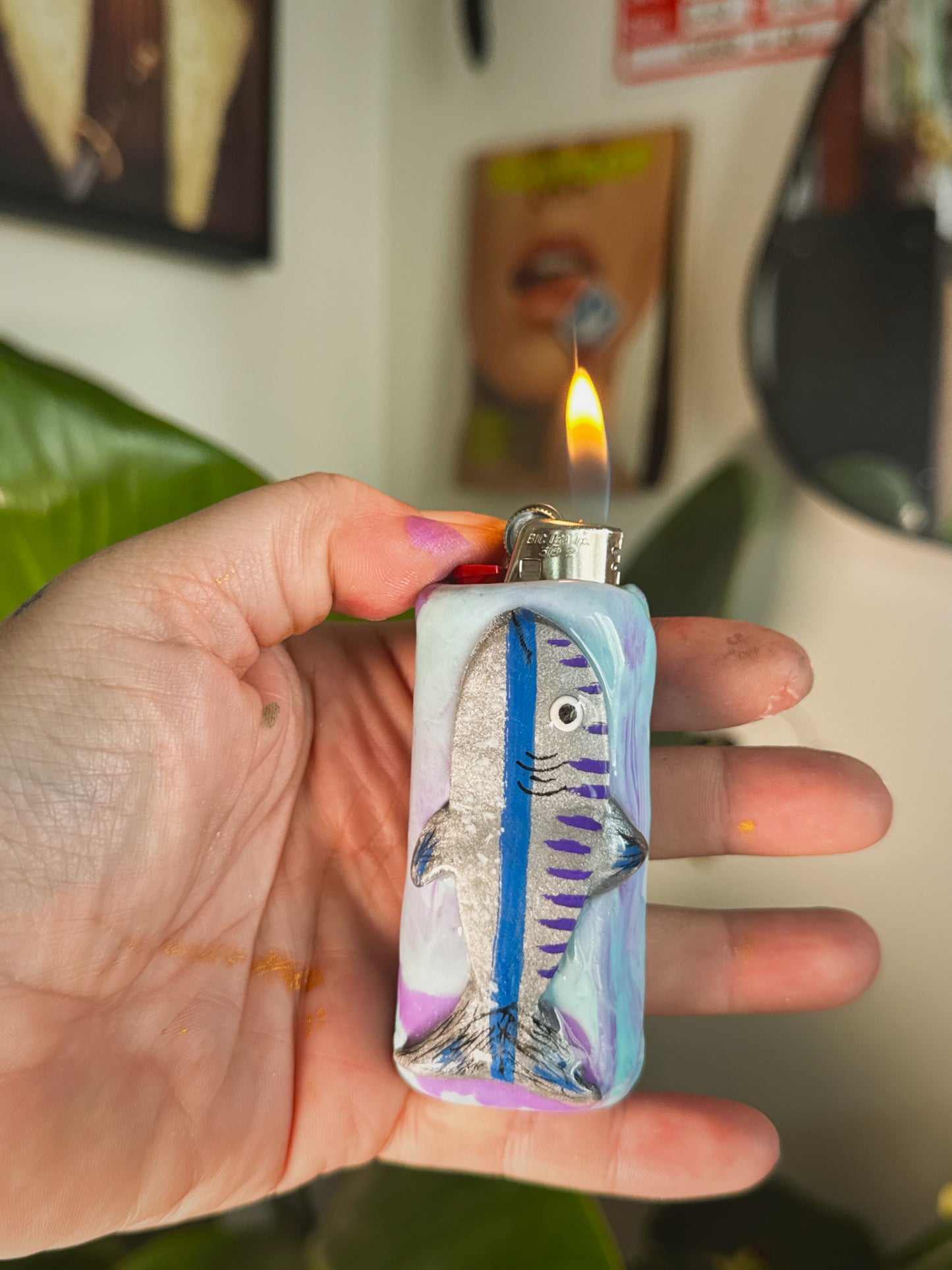 Sardine Fish Lighter Case| Fits Standard Bic | Handmade Polymer Clay Art