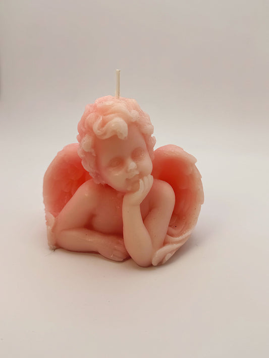 Pink Cherub Angel Candle | Romantic Valentine Decor | Cottagecore Aesthetic | 3.5”