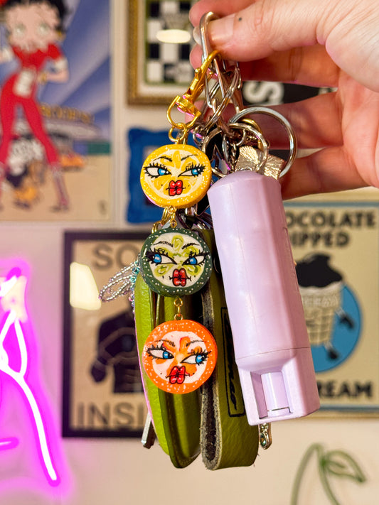 Citrus Sisters Keychain – Handmade Polymer Clay Bag Charm