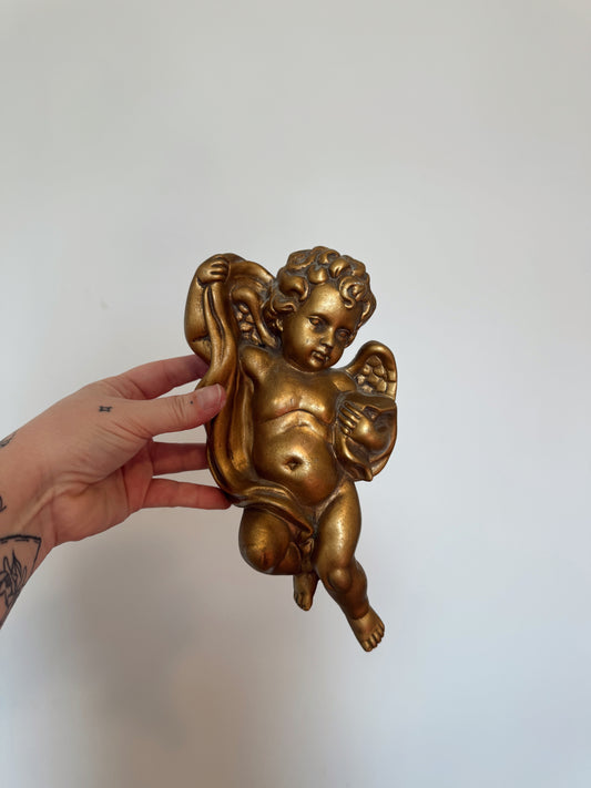 Vintage Gold Cherub Wall Hanging – Baroque Angel Wall Decor