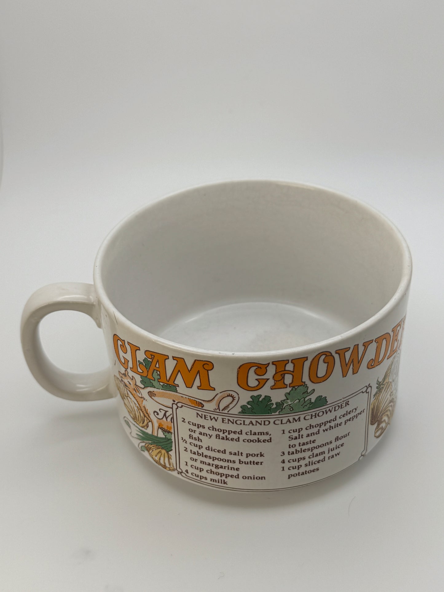 Vintage 1970s Recipe Soup Mug Set – Made in Japan – Clam Chowder, Split Pea & French Onion