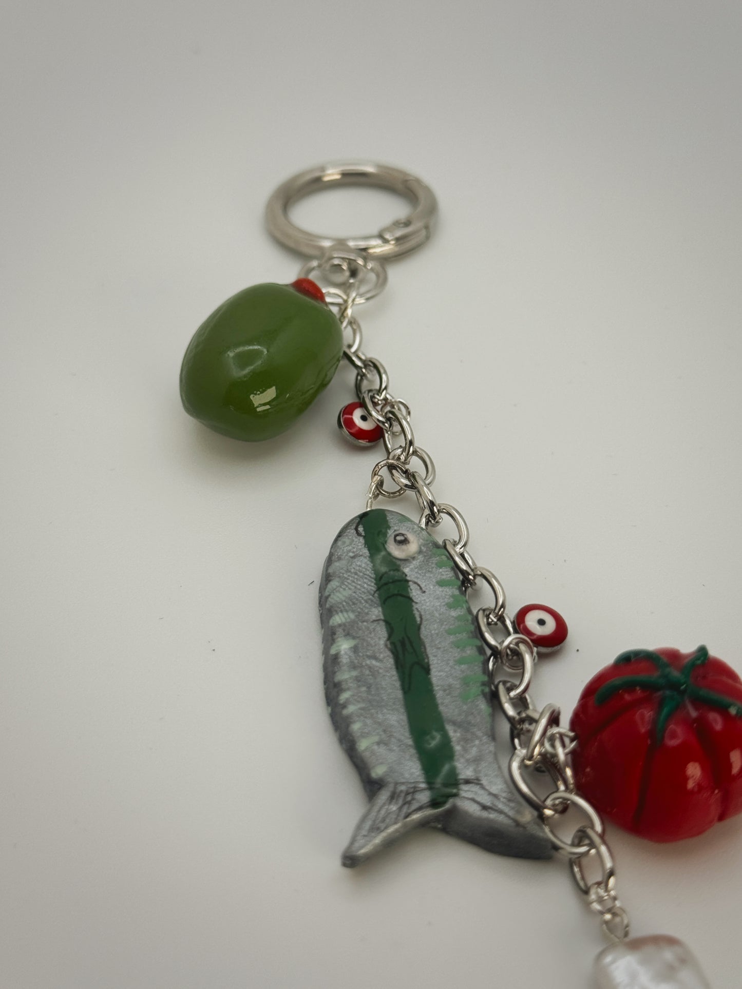 Euro Summer Keychain SILVER – Handmade Polymer Clay Bag Charm
