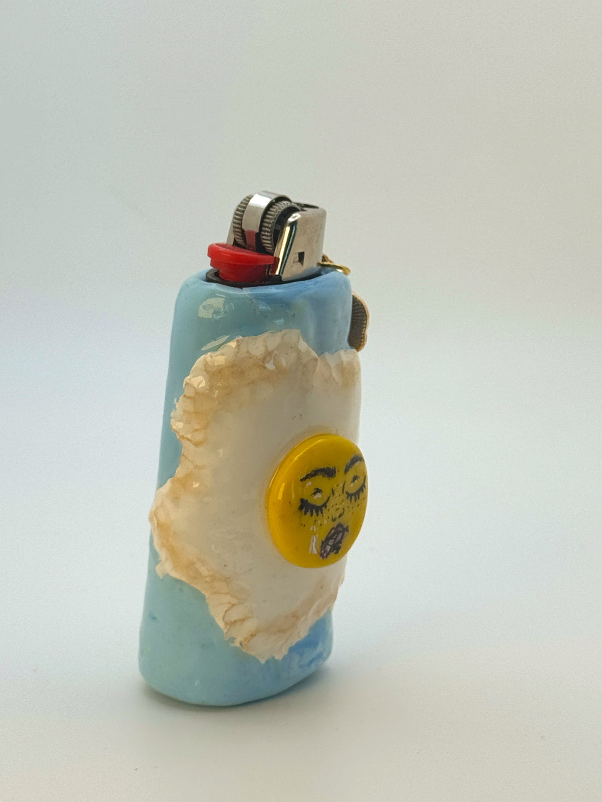 Double Fries Egg Case with charm| Fits Standard Bic | Handmade Polymer Clay Art