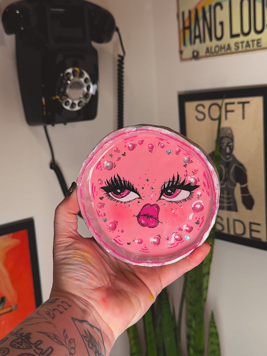 Cosmic Bubble Babe – 5” Hand-Painted Trinket Dish