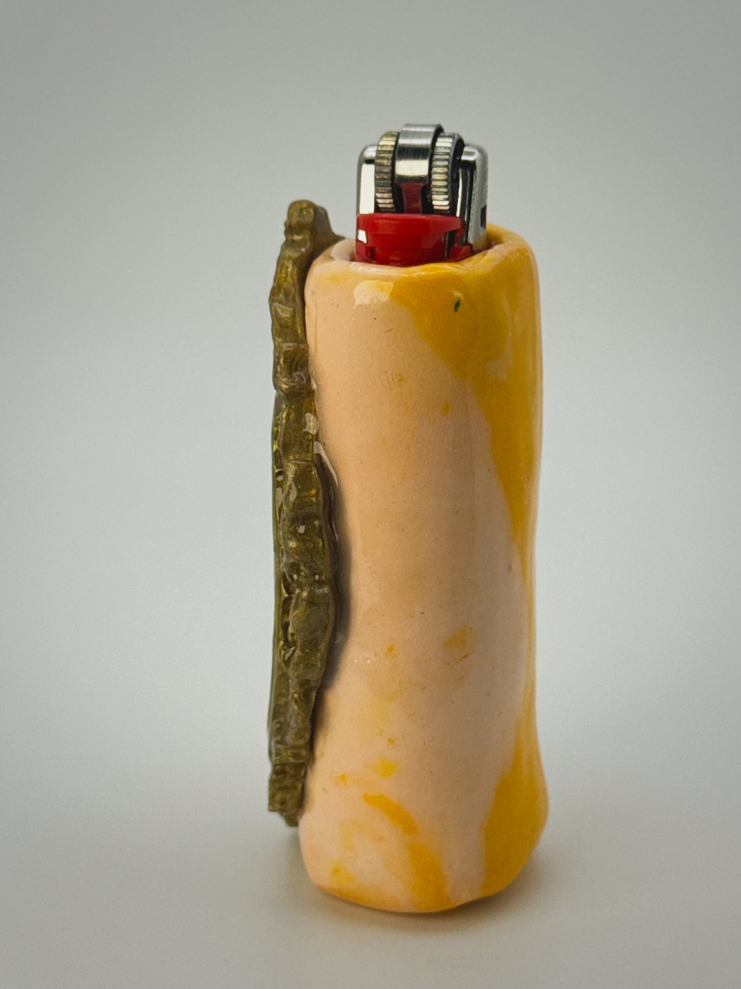 Vintage Frame Martini Cat Lighter Case| Fits Standard Bic | Handmade Polymer Clay Art