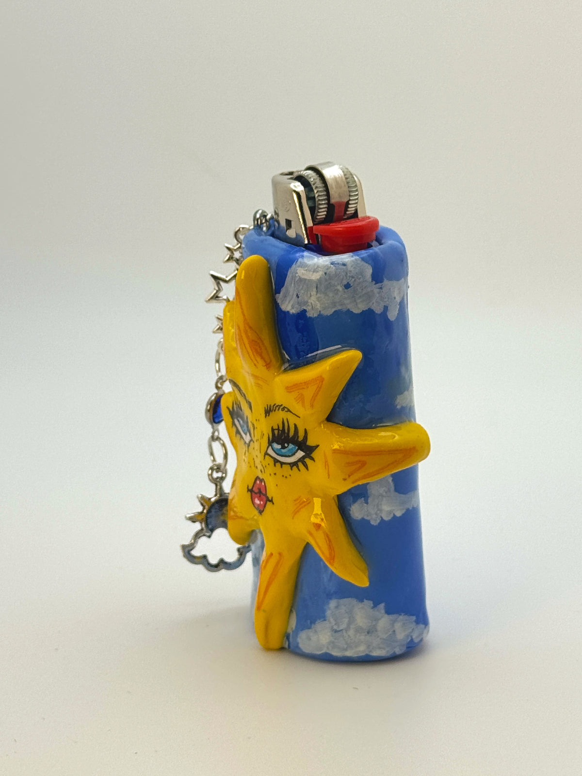 Celestial Sun Case with charm| Fits Standard Bic | Handmade Polymer Clay Art