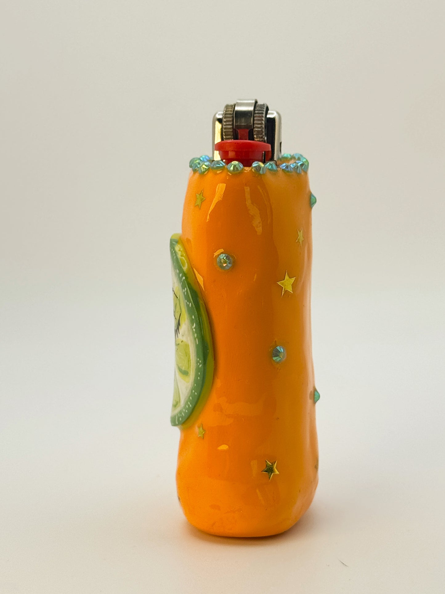 Smoking Lime Lighter Case| Fits Standard Bic | Handmade Polymer Clay Art