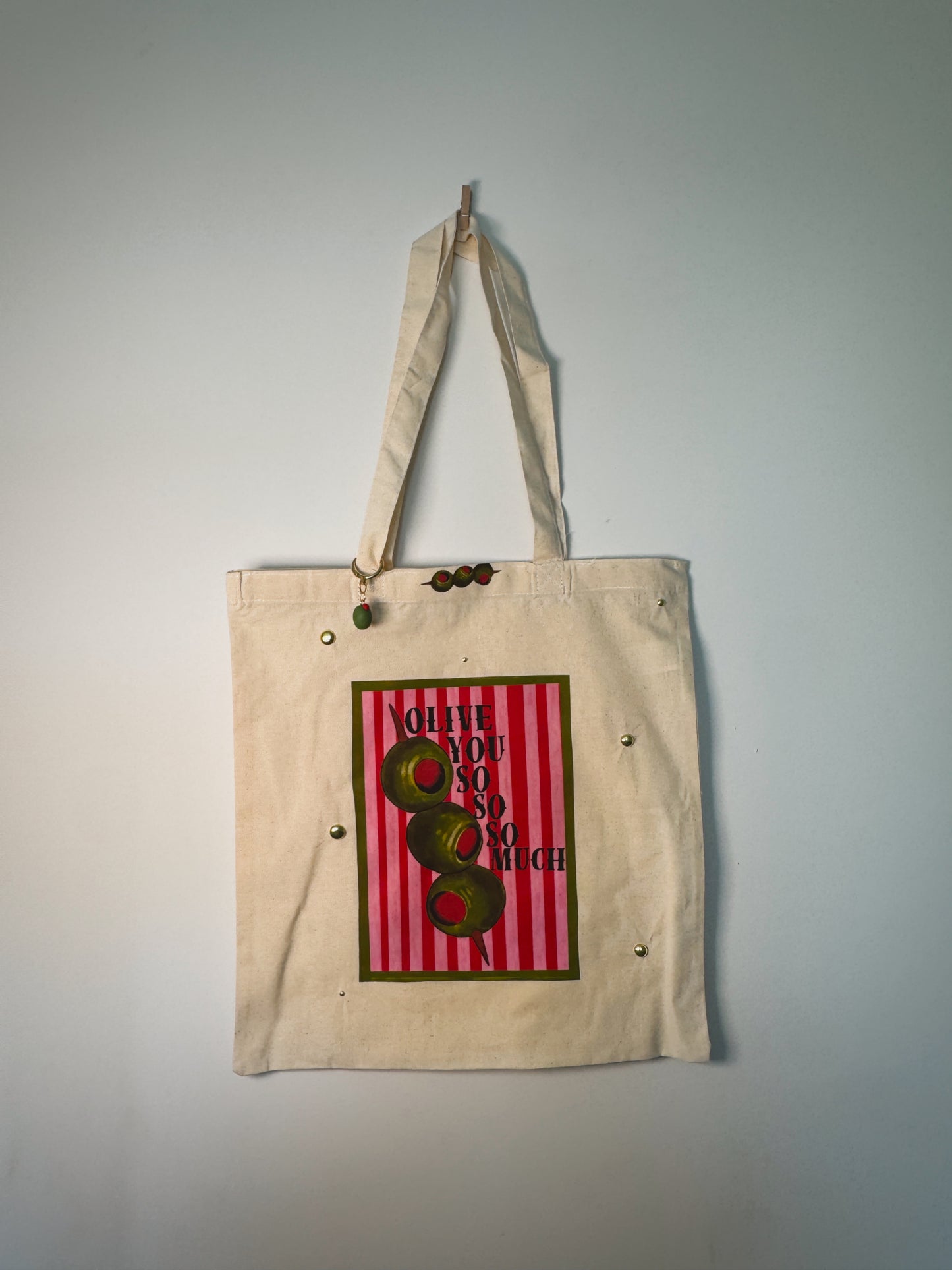 Olive You So So Much Hand-Pressed Tote Bag | 15x16 Natural Cotton — Luxe