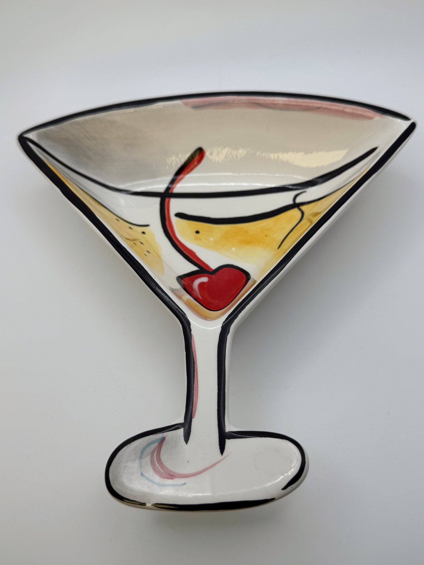 Vintage Martini Party Serving Set – Hand-Painted Cocktail Tray + 4 Martini Glass Plat