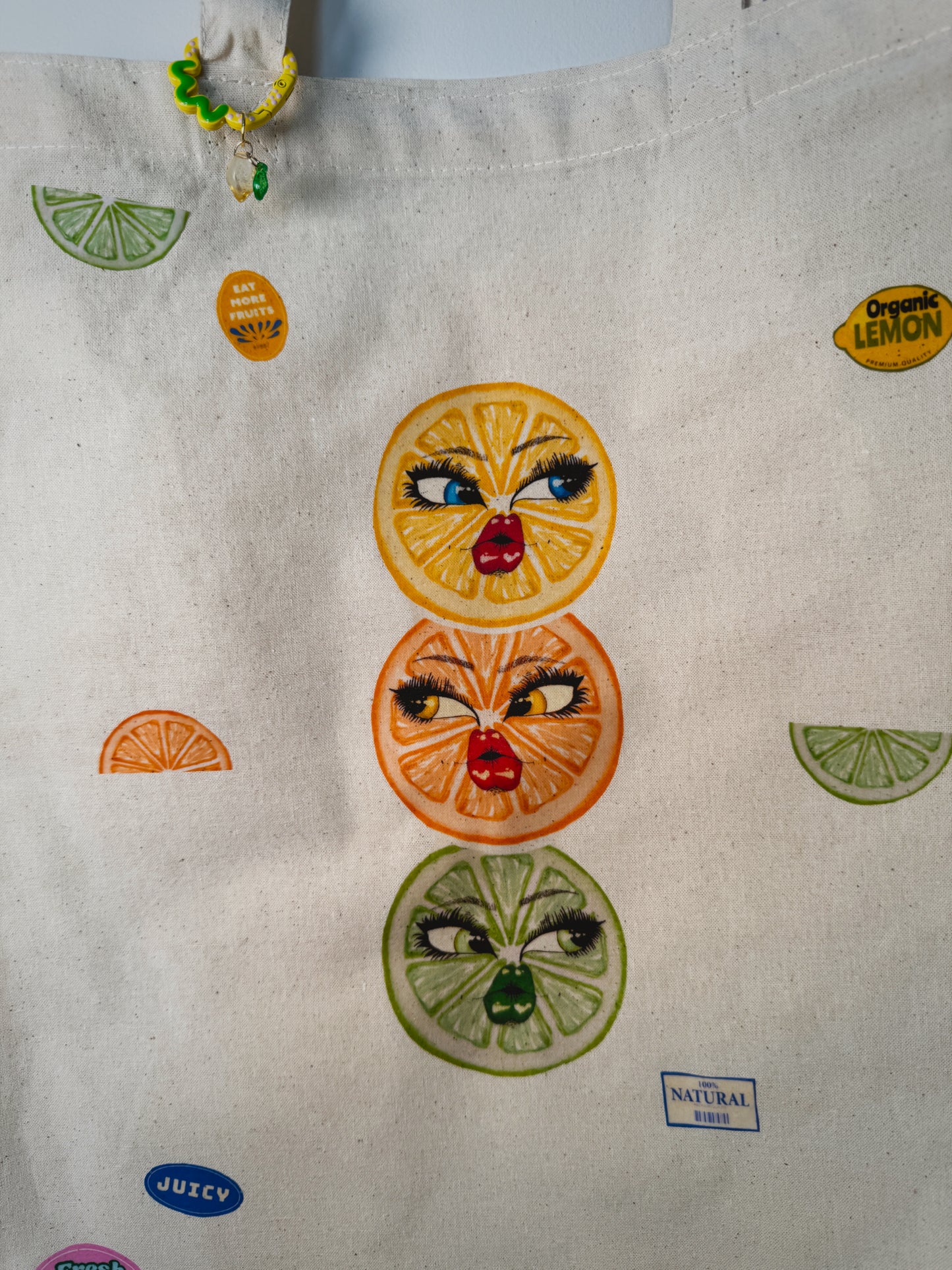 Citrus Sisters Hand-Pressed Tote Bag | 15x16 Natural Cotton — Luxe